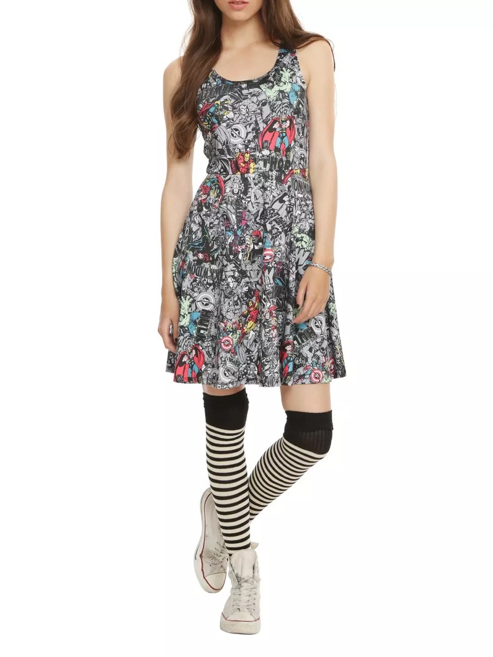 Hot Topic Marvel Comics Print Skater Dress
